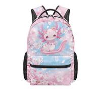 chaqlin Axolotl Backpack Kids School Bags for Girls Cherry Blossoms Daypacks Rucksacks Age 8-12 Years Children Students Book Bags for Secondary School