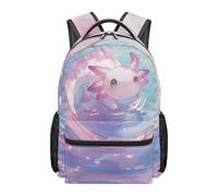 chaqlin Axolotl Print Rucksacks School Bags for Girls Backpack Back to School Backpack 17 Inch Kids Bookbags Elementary School Bag Students Rucksacks for Age 8-12 Years