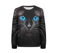 chaqlin Black Cat Sweatshirts for Boys Girls Long Sleeve Knit Sweaters Animal Cat Hooded Outdoor Tops Pullover T-Shirts,for Age 11-13 Years
