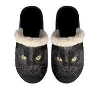 Chaqlin Black Cat Travel Slippers - Womens & Mens Portable Closed Toe Sandals - Cotton Spa Hotel & Guest Room Indoor House Slippers - Slip-on Garden Walking Loafers