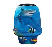 chaqlin Blue Shark Cute Breastfeeding Scarf for Infant,Baby Car Seat Cover Multi Use Protection Dust Proof Nursing Cover Carseat Canopy
