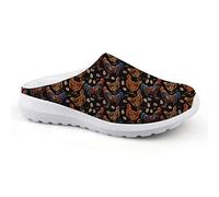 chaqlin Bohemian Chicken Mesh Slipper Slip-on Beach Sandals for Women Garden Clogs Summer Water Shoes Running Sneaker Size EU38