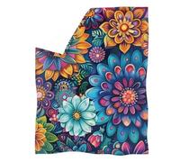 chaqlin Boho Lotus Throw Blanket,Bedding Room Decor Flannel Blankets Lightweight Comfort Warm for Bed Sofa Couch