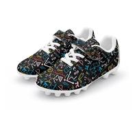chaqlin Boys Astro Turf Trainers Breathable Football Shoes Math Formula Football Boots Low-Top Soccer Shoes Sport Athletic Sneakers Arch Support for Soft Ground