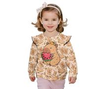 chaqlin Capybara Girls Sweatshirt Long Sleeve Jumper Top 1-8 Years Casual Little Kids Sweater Green Clothes Stitch Jumpers for Girls