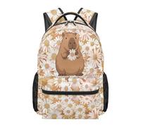 chaqlin Capybara School Bag for Girls Bookbags 17 Inch Daypacks Girls Backpack for Primary Elementary School Bags Multi Use Rucksacks Age 8-12 Years
