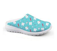 chaqlin Cartoon Dentist Tooth Flip Flops Ladies Girls Cute Nurse Sneaker Slip-on Beach Sandals Garden Walking Clogs Size EU 36