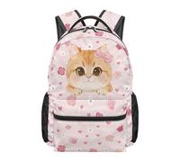 chaqlin Cat Backpack for Girls School Bag Large Backpack All-Over Print Rucksacks 17 Inch Bookbags Students Secondary School Bag with Compartments