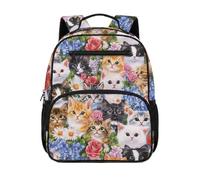 chaqlin Cat Couple School Bag for Boys Rucksacks Cute Small Bookbags 13 Inch Backpack School Bag for Boys Kids Backpacks Laptop Rucksack for Age 4-6 Years