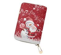 chaqlin Christmas Wallet for Women Girls Cute Credit Card Holders Kawai Snowman Print Zipper Wallet Card Protector Travel Passport Credit Holder