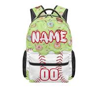 chaqlin Custom Name Backpack Bags for School RuckSack 17 Inch Bookbags Elementary School Backpacks Doughnut Baseball Daypacks for 3rd Grade Student
