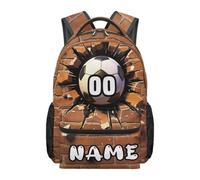 chaqlin Custom Name Backpack Bags for School RuckSack 17 Inch Bookbags Primary School Backpacks Broken Football Daypacks for 3rd Grade Student