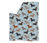 chaqlin Cute Animal Throw Blanket with Cute Dachshund Fleece Blanket Soft Cozy Fluffy Warm and Fuzzy Cartoon Sherpa Plush Blanket Sausage Dog Bedspread Throw Couch Covers