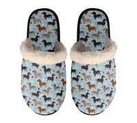 chaqlin Cute Dachshund Travel Slippers Womens Mens Cute House Home Shoes Winter Warm Sandals Slip-on Casual Walking Garden Loafers Animal Print Guest Home Slippers