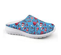 chaqlin Cute Nurse Sneaker Mesh Slip-on Slipper Lightweigh Beach Sandals for Women Men Water Shoes Garden Clogs Loafers Size EU42