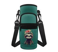 chaqlin Cute Sloth Print Water Bottle Carrier Bags for Boys Girls,Portable Sling Neoprene Sleeve Sports Water Bottle Bag Water Bottle Sleeve Carrier Bag with Phone Pocket