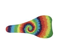 chaqlin Elastic Bike Seat Cover for Women Ladies,Rainbow Tie Dye Pattern Non-Slip Pad Seat for Road Mountain or Spinning Class Cycling, Exercise Outdoor Bike Saddle Cushion