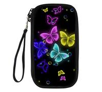 chaqlin Family Passport Holder with Butterfly Design RFID - Blocking Travel Wallet Ticket Holder Document Organizer with Zipper for Women Ladies Gifts