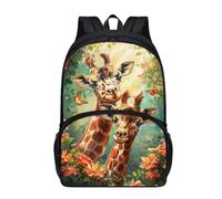 chaqlin Forest Giraffe Backpack for School Kids Boys Schoolbags 17 Inch Animal Print Travel Rucksack for Teens Toddle Travel Rucksack Lightweight Hiking Camping Daypack