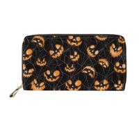 chaqlin Halloween Pumpkin Wallet for Women,Double Zipper Pocket Ladies Purse Large Capacity Party Purse Tote Bags Wallet Credit Cards Holder Halloween Gifts