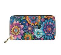 chaqlin Hippie Art Lotus Wallet for Women Girls Cute Animal PU Leather Handbag Credit Cards Holder Slim Clutch Bag Organizer,Large Money Clip Purse