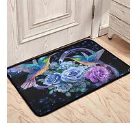 chaqlin Hummingbird Rose Doormats Entrance Floor Decortion,Bird Rose Print Garden Kitchen Door Mat Front Welcome Decorative Floor Rugs