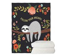 chaqlin Kids Children Throw Blanket Funny Sloth Blanket Soft Bed Couch Travelling Camping Bedding Cover Follow Your Dream Sloth Fleece Blankets-90x120 cm