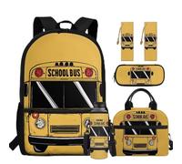 chaqlin Kids School Bags with Lunch Box Pencil Case for Boys Bus Backpack 5 Piece School Bookbags Set Large Rucksack Bookmark Water Bottle Carrier for 5th Grade Student
