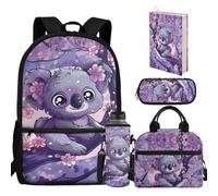 chaqlin Koala School Bags Set with Lunch Box Pencil Case Set for Girls School Backpack School Bookbags Set Insulated Lunchbags 5 Pcs Rusksack Set Pen Pouch Water Bottle Carrier for Kids