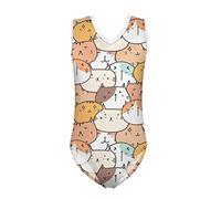 chaqlin Lucky Cat Print Swimwear Cute One Piece Children Swimming Costume for Pool Beach Seaside Sleeveless Gymnastics Leotards Swimsuits for Girls Kids for 5-6 Years