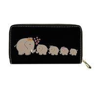 chaqlin PU Leather Long Zipper Wallets Elephant Family Pattern Ladies Purse Female Gift