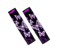 chaqlin Purple Bling Butterflies Seat Belt Shoulder Strap Covers Set of 2 Pack,Butterflies Printed Car Seat Belt Pad Interior Accessories for Ladies Girls Car Decoration,Protect You Neck and Shoulder