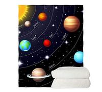 chaqlin Solar System Fleece Blanket Warm Bedroom Sofa Throw Blanket Adult Kids School Nap Knee Blankets Reversible Bed Throw Blankets 90x120 cm