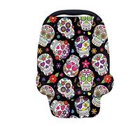 chaqlin Sugar Skull Baby Car Seat Canopy,Multiuse Nursing Breastfeeding Covers,Shopping Cart/High Chair/Stroller Covers,Infinity Scarf