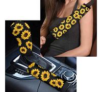 chaqlin Sunflower Car Seat Belt Shoulder Pads Gear Shift Knob Cover Car Handbrake Protector Full Set 4 Pack Auto Accessories Universal Fit SUVs,Trucks,Sedans,Cars