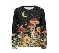 chaqlin Toddler Kids Crew Neck Sweatshirt Mushroom Printed Long Sleeve Knit Sweaters for Girls Teens Pullover Hoody Mushroom Printed Hooded Sweater,Age 11-13 Years