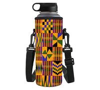 chaqlin Water Bottle Protector Neoprene Water Bottle Holder Outdoor Cycling Plastic Bottles with Adjustable Shoulder Strap with African Ethnic Tribe Design Small Size