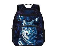 chaqlin Wolf Kids School Bag 13 Inch Backpack for Boys Daypacks School Bookbags 4-6 Years Backpack All-Over Print Rucksacks for Preschool Kindergarten