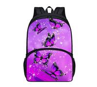 chaqlin Women Girls Cute Backpack Crystal Butterfbutterflies School Bags,Lightweight Casual Daypack Butterfly Theme School Backpack for Kids Adult 17 Inch Travel Rucksack with Side Pocket