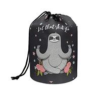 chaqlin Women Girls Drawstring Cosmetic Bag with Yoga Sloth Print Barrel Drawstring Makeup Bag Cute Travel Cosmetic Bag Large Cosmetics Wash Bag Sloth Gifts