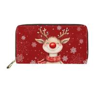 chaqlin Women Purse Christmas Reindeer Print Zipper Wallet PU Leather ID Card Holder Cute Clutch Purses with Multiple Card Slots
