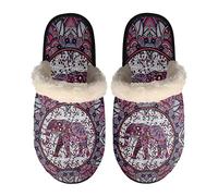 chaqlin Womens Mens House Slippers for Winter,Boho Elephant Print Home Shoes Cotton Travel Slippers Lightweight Closed Toe Sandals Spa Hotel Slippers Guest Room Indoor House Slippers