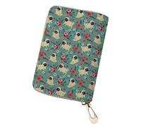 chaqlin Zipper Clouse Credit Card Holder Women Ladies Girls Fashion ID Coin Storage Bags PU Leather Small Wallet Case Lovely Pug Pattern