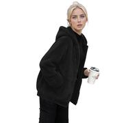 Chaquetas De Mujer Fleece Jacket Women Soft Plus Size Coats Warm Flannel Full Zip Lightweight Hoodie Loose Windfit Fuzzy Hoodies Comfortable Hooded Lovely Coat for Women Everyday # Black m