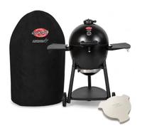 Char-Griller AKORN 20 Inch Kamado BBQ Starter Bundle with Grill Cover and Smokin' Stone