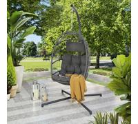 Chara Garden Egg Hanging Chair - Rattan Swing Chair Home Garden Direct Grey One Size