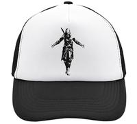 Character Black White Secret Assassin Mesh Back Trucker Cap Adjustable Snapback Hat Casu White