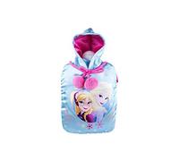 Character Deluxe Hot Water Bottle and Cover Set Range- Choose Your Option. (Disney Frozen Alsa & Anna Face Blue Designs (1L))