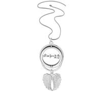 Character Figure Words Pendant Angel Wings Rotating Necklace Jewelry