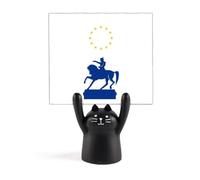 Character French Battle Horse Command Sculpture Memo Holder Cartoon Black Cat Stand Decoration
